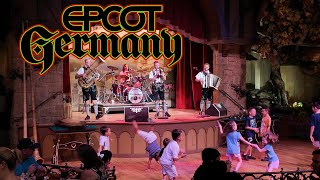 Epcot World Showcase Germany Pavilion Eating at Biergarten [upl. by Gersham128]