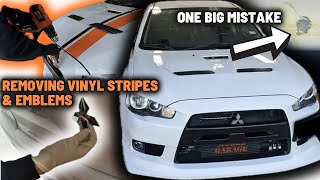 Evo X Vinyl Wrap amp Emblem Removal  Mistakes Were Made [upl. by Eenram402]