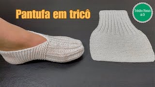 Pantufa em tricô para adulto [upl. by Laux77]