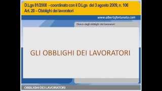 10 Sicurezza sul lavoro Obblighi dei lavoratori [upl. by Arrehs]