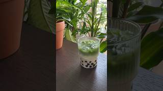 Iced Matcha Boba Tea🌱 boba matcha icedmatcha veganrecipies summerrecipes drinks [upl. by Duffie]