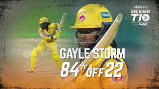 Gayle storm in Abu Dhabi T10 I 84 off 22 balls I 12 balls T10 Fifty I Day 6 I Team Abu Dhabi [upl. by Vinna]