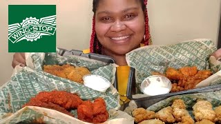 WINGSTOP BONELESS WINGS AND TENDERS MUKBANG [upl. by Argella62]