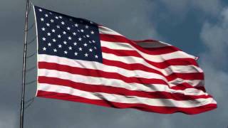 American Flag waving  Free HD stock footage with National Anthem sung by Videographer [upl. by Frederigo320]