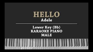 Hello LOWER KEY KARAOKE PIANO COVER Adele [upl. by Aprile401]