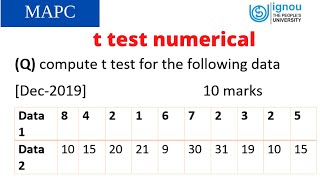 t test ignou mapc statistics previous year question t test formulat test statistics [upl. by Doggett264]