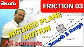 FRICTION 03 Motion on INCLINED PLANE smooth and rough inclined plane CLASS 11 laws of motion [upl. by Ailehc]