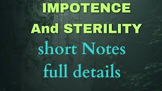 IMPOTENCE AND STERILITY  fmtCauses of Impotency  medicolegal fmt impotence sterility [upl. by Aihtnic]