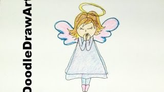 Drawing How To Draw Cartoon Angel Draw Angels for Christmas Nativity  Step by Step Easy [upl. by Gschu284]