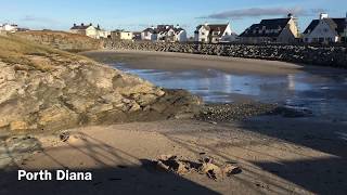 Porth Castell and Porth Diana sandy beaches at Trearddur Bay on Anglesey December 2017 [upl. by Irrem300]