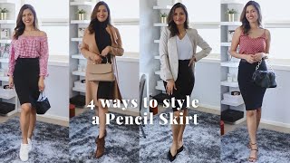 4 ways to wear a Pencil Skirt  Simplymadhoo  Work outfit  Meeting outfit  Casual style [upl. by Som]