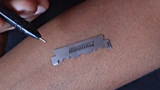 Making a 3d cut tattoo using blade for trick  simple DIY temporary tattoo [upl. by Oicul897]