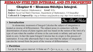 Riemann Stieltjes Integral and its properties in one shot video  Mathcity Notes [upl. by Stafani]