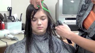 Swoop Bangs Haircut and Hairstyles Tutorials [upl. by Ardnosac527]