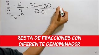 Resta de fracciones con diferente denominador  Método de producto cruzado [upl. by Lynnet]