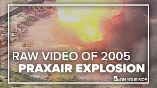 Watch raw helicopter video from the 2005 Praxair explosion in St Louis [upl. by Sirenay]