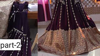 floor length pannel gown stitching part 2anarkali gown cutting and stitching partywear dress [upl. by Nylrebma]