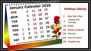 January Calendar 2026 januarycalender2026 [upl. by Keifer]