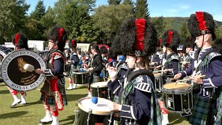 Ballater amp District Pipe Band march off after performances during 2019 Braemar Gathering in Scotland [upl. by Polash71]