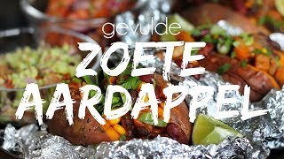 MEXICAANSE GEVULDE ZOETE AARDAPPEL  GUACAMOLE  PICO DE GALLO SALSA  Lets Vegan [upl. by Lednik]