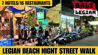 Bali Legian Beach Night Street Walking Tour Jalan Pantai Legian 2024 [upl. by Bergh224]