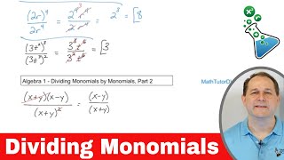 Dividing Monomials w Exponents amp Simplify Terms in Algebra [upl. by Aimahc982]