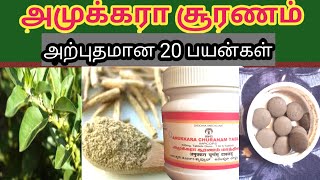 அமுக்கரா சூரணம் அற்புத பயன்கள்IN TAMIL20 BENIFITS OF AMUKKARA CHOORANAMSPICEampSHINE [upl. by Tychonn60]