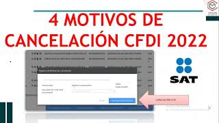 4 MOTIVOS CANCELACIÓN CFDI 4 0 [upl. by Kilar]