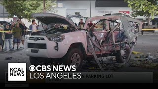 SUV flies into pieces in Van Nuys after man lights up cigarette inside [upl. by Wes]