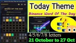 Binance Crypto WODL Answer Today Word Of The Day Trading Signals 21 October to 27 October [upl. by Flavius656]