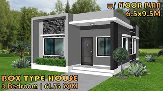 3 BEDROOM  BOX TYPE HOUSE DESIGN IDEA  65X95 M  SIMPLE HOUSE DESIGN [upl. by Nerissa369]