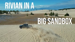 Rivian R1T Playing in the Silver Lake Sand Dunes [upl. by Ycal]