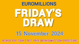 The National Lottery EuroMillions Live for Friday 15 November 2024 [upl. by Beberg]