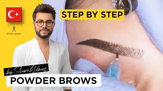 Powder Brows training  Step by Step  Permanent Make up course  Powder Brows Certification [upl. by Nahc]