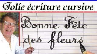 Modèle d’écriture cursive plein délié pour la fête des fleurs [upl. by Naawaj]