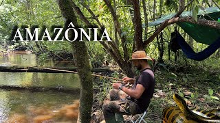 Acampamento RÚSTICO 24 horas de SELVA só TRAÍRA BRUTA 🎣 SUCURI ARARAS MACACOS floresta AMAZÔNICA [upl. by Aiuqcaj141]