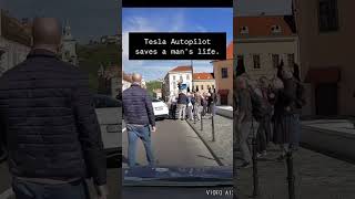 Tesla Autopilot Saves a Life in a Split Second😱  Real FootageTesla autopilot tesla teslamodel3 [upl. by Eimme463]