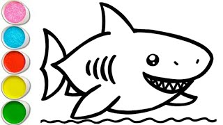 Cute baby Shark Drawing for Kids and Toddlers  ABCD rhyme mes song for Kids and Toddlers [upl. by Socha]