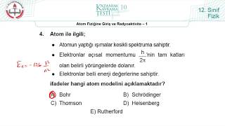 12 Sınıf MEB Fizik Kazanım Kavrama Testi10 Atom Fiziğine Giriş ve Radyoaktivite1 20182022pdf [upl. by Eustis]