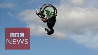 Wheelz does double back flip in a wheelchair  BBC News [upl. by Penland]