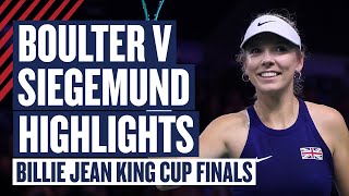 Highlights  Katie Boulter v Laura Siegemund  GB v Germany  Billie Jean King Cup Finals 2024  LTA [upl. by Ardnahc696]