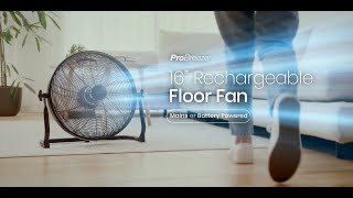 Pro Breeze 16Inch Rechargeable Floor Fan [upl. by Elleon714]