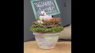 Spring Craft  Birds Nest in Terra Cotta Pot [upl. by Naehs]