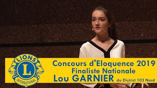 Finale Nationale 2019 du Concours dEloquence Lou GARNIER Lions Clubs du Nord de la France [upl. by Solrac]