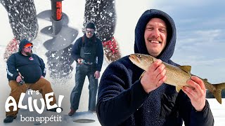 Brad Enters An Ice Fishing Contest Its Alive 100  Bon Appétit [upl. by Anayi]