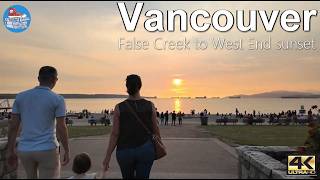 🇨🇦 VANCOUVER 4k Walking Tour  Sunset walk from Yaletown to West End along the False Creek shoreline [upl. by Navillus]