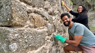 Finalizando a parede de pedra da nossa casa em Portugal [upl. by Wadleigh567]