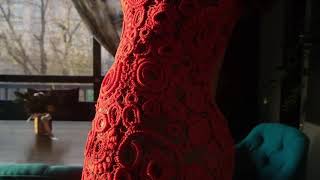 red dress knitted in irish lace [upl. by Zosema]