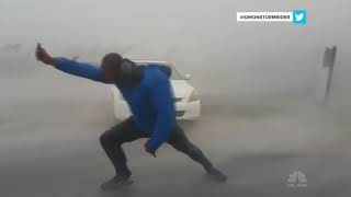 Storm Chaser Battles Hurricane Irma’s Powerful Winds  NBC News [upl. by Hevak110]