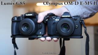 Lumix G85 vs Olympus EM5 II video stabilization [upl. by Aitnauq]